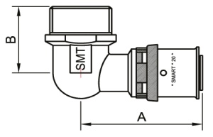 SMART SMT1654NY001604 L 16 x 1/2 M Уголок пресс - наружняя резьба 130 штук в упаковке фото в интернет-магазине SMARTGRP