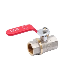 SMART 520NY6604R Кран шаровый 1/2" внутренняя резьба, красная ручка, никель - желтый, 150 штук в упаковке фото в интернет-магазине SMARTGRP