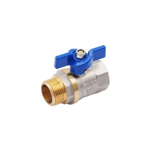 SMART 523NY6605BB Кран шаровый 3/4" наружняя - внутренняя резьба, синяя бабочка, никель - желтый, 100 штук в упаковке