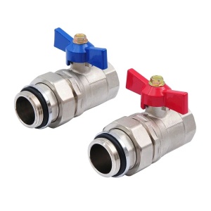 GIDRO FORCE GFS512N0010 Кран шаровый прям 1" внутренняя - наружняя резьба, с полусгоном и прокладкой,  пара красная и синяя бабочка, никель