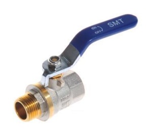 SMART 521NY6612B Кран шаровый 1-1/4" наружняя - внутренняя резьба, синяя ручка, никель - желтый, 30 штук в упаковке