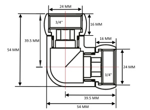SMART 740SCH0505 Уголок гайка - гайка 3/4" х 3/4" для полотенцесушителей 20 пар/кор фото в интернет-магазине SMARTGRP