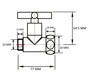 SMT8731SCH0410/2C Кран-Вентиль прямой, ручка крест, хром,  1"х1/2" г/ш, с отражателем, 10 пар/кор фото в интернет-магазине SMARTGRP