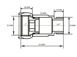 SG 731SCH1004 Соединение прямое, гайка - штуцер 1" х 1/2" хромированное 20 пар/кор фото в интернет-магазине SMARTGRP