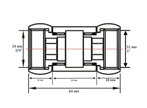 SMART 730SCH1005 Соединение прямое гайка - гайка 1" х 3/4" для полотенцесушителей 20 пар/кор фото в интернет-магазине SMARTGRP