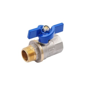 SMART 523NY6604BB Кран шаровый 1/2" наружняя - внутренняя резьба, синяя бабочка, никель - желтый, 80 штук в упаковке