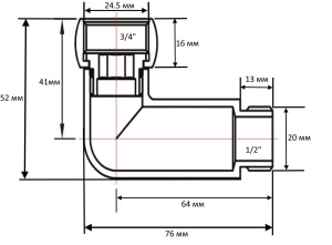 SMART 741SCH0504 Уголок гайка - штуцер 3/4" х 1/2" для полотенцесушителей 20 пар/кор фото в интернет-магазине SMARTGRP