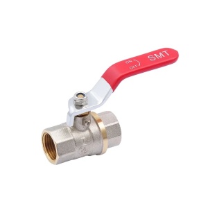 SMART 520NY6604R Кран шаровый 1/2" внутренняя резьба, красная ручка, никель - желтый, 150 штук в упаковке