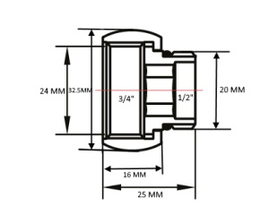 SG 200SCH0504 Сгон с накидной гайкой г/ш 3/4" х 1/2" хромированный 200 шт/кор фото в интернет-магазине SMARTGRP