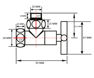 SG8200SCH0405/2 Кран-Вентиль угловой, ручка крест ,хром , 3/4"х1/2"г/ш, 10 пар/кор фото в интернет-магазине SMARTGRP