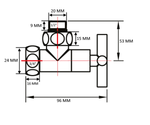 SMT8200-1SCH0405/2 Кран-Вентиль угловой, ручка крест, хром, 3/4"х1/2"г/ш, 10пар/кор фото в интернет-магазине SMARTGRP