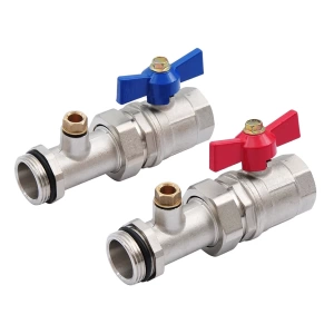 GIDRO FORCE GFS515N0010 Кран шаровый прям 1" внутренняя - наружняя резьба, с полусгоном, прокладкой и термометром, пара красная и синяя бабочка, никель фото в интернет-магазине SMARTGRP