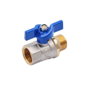 SMART 523NY6604BB Кран шаровый 1/2" наружняя - внутренняя резьба, синяя бабочка, никель - желтый, 80 штук в упаковке фото в интернет-магазине SMARTGRP