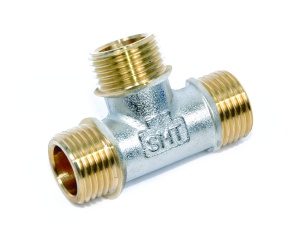 SMART SMT765NY6610 Тройник 1" наружняя резьба, никель - желтый, 40 штук в упаковке