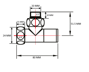 SG8202-1SCH0405/2 Кран-Вентиль угловой, ручка колп., хром, 3/4"х1/2"г/ш, 10 пар/кор фото в интернет-магазине SMARTGRP