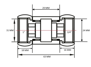 SG 730SCH1005 Соединение прямое гайка - гайка 1" х 3/4" хромированное 20пар/кор фото в интернет-магазине SMARTGRP