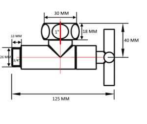 SMT8741SCH1005/2 Кран-Вентиль угловой, ручка крест, хром,  1"х3/4" г/ш, 10пар/кор фото в интернет-магазине SMARTGRP