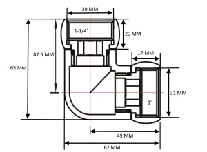 SMART 740SCH1210 Уголок гайка - гайка 1-1/4" х 1" для полотенцесушителей 20 пар/кор фото в интернет-магазине SMARTGRP