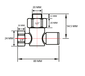 SMT8480SCH0405/2 Кран-Вентиль угловой, ручка колп., хром, 3/4"х1/2" г/ш, 10пар/кор фото в интернет-магазине SMARTGRP