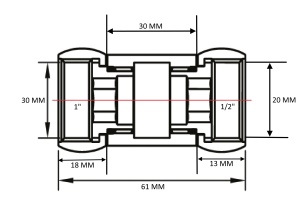 SMART 731SCH1004 Соединение прямое гайка - штуцер 1" х 1/2" для полотенцесушителей 20 пар/кор фото в интернет-магазине SMARTGRP