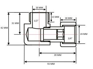 SMART 751SCH0405 Уголок гайка - штуцер 3/4" х 1/2" хромированный 40 пар/кор NEW фото в интернет-магазине SMARTGRP