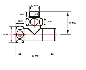 SMT8202-1SCH0405/2 Кран-Вентиль угловой, ручка колп., хром, 3/4"х1/2"г/ш, 10 пар/кор фото в интернет-магазине SMARTGRP