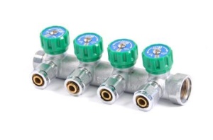 SMART SMT1875CH051604 3/4 x 16 x 4 Коллектор с кранами, 4 выхода, хромированный, 15 штук в упаковке