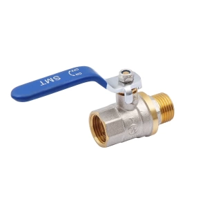 SMART 521NY6604B Кран шаровый 1/2" наружняя - внутренняя резьба, синяя ручка, никель - желтый, 80 штук в упаковке фото в интернет-магазине SMARTGRP