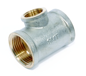 SMART SMT750NY1005 Тройник 1" внутренняя резьба х 3/4" внутренняя резьба х 1" внутренняя резьба, никель - желтый, 40 штук в упаковке