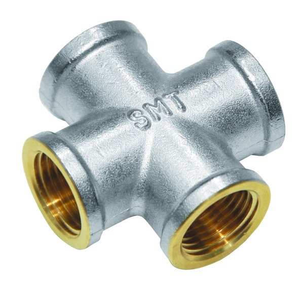 SMART SMT760NY6604  Крестовина 1/2" внутренняя резьба, никель - желтый, 50 штук в упаковке фото в интернет-магазине SMARTGRP