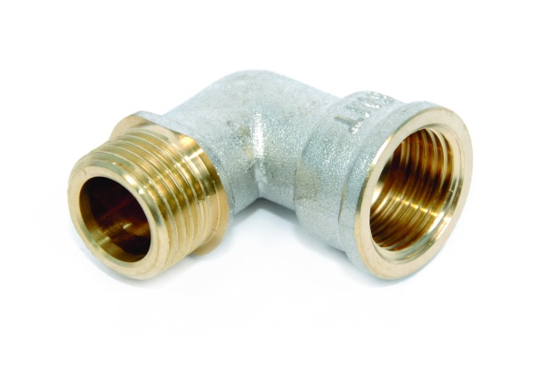 SMART SMT702NY6612 Угольник 1-1/4" внутренняя - наружняя резьба, с буртиком, никель - желтый, 30 штук в упаковке фото в интернет-магазине SMARTGRP